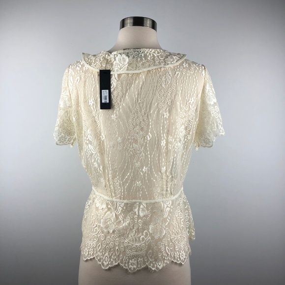 The Limited Cream Lace Peplum Blouse Medium - Picture 3 of 8